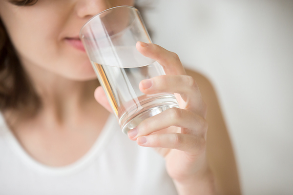 Drinking water closeup